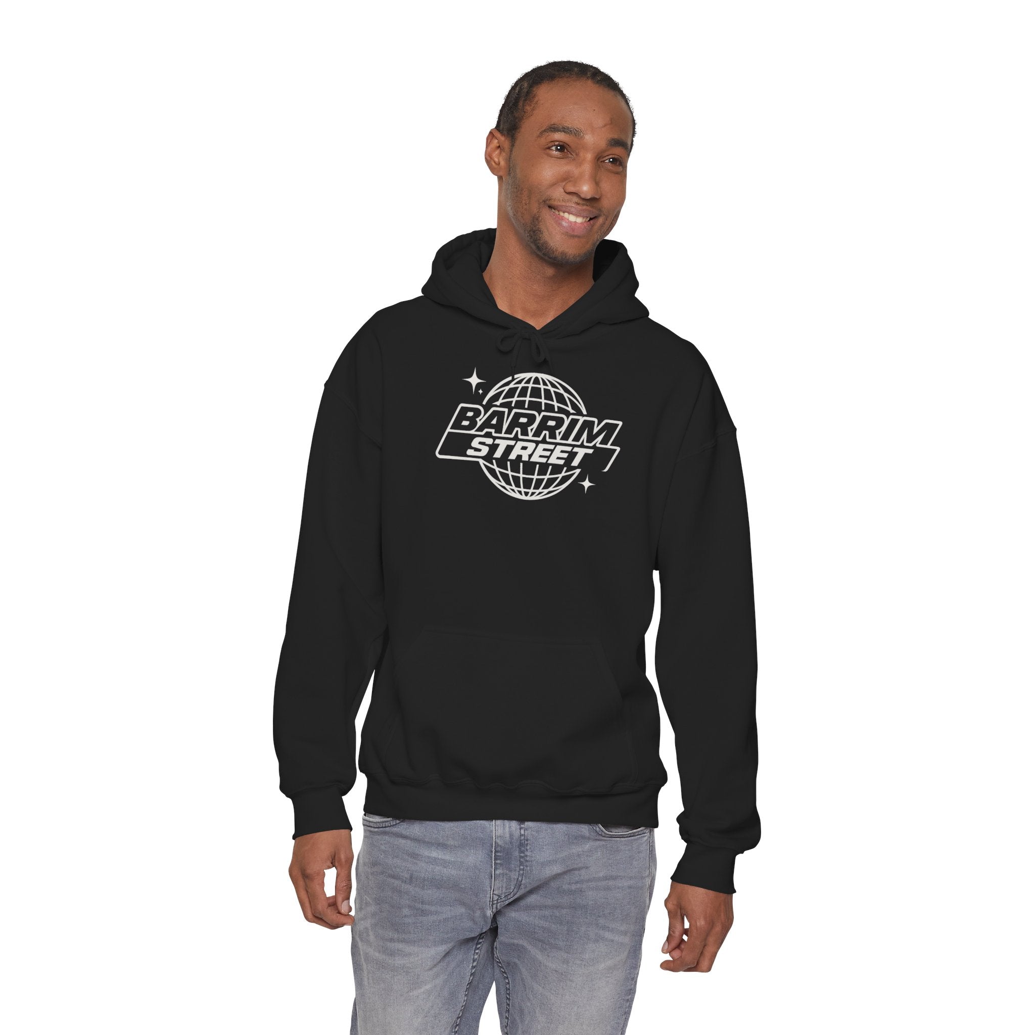 Barrim Street Globe Hoodie — Retro Space Logo Pullover