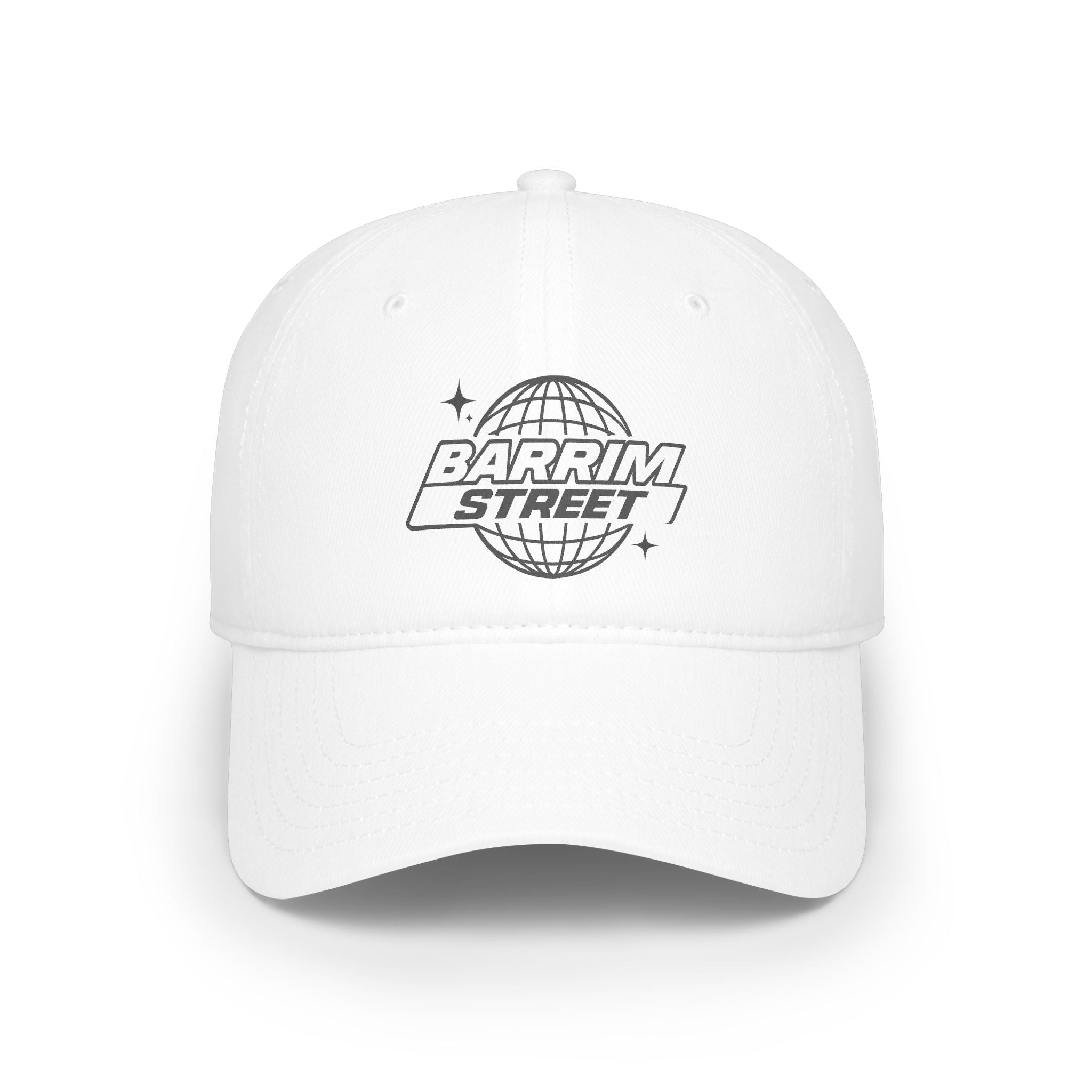 Barrim Street Globe Embroidered Cap — Low Profile Baseball Hat