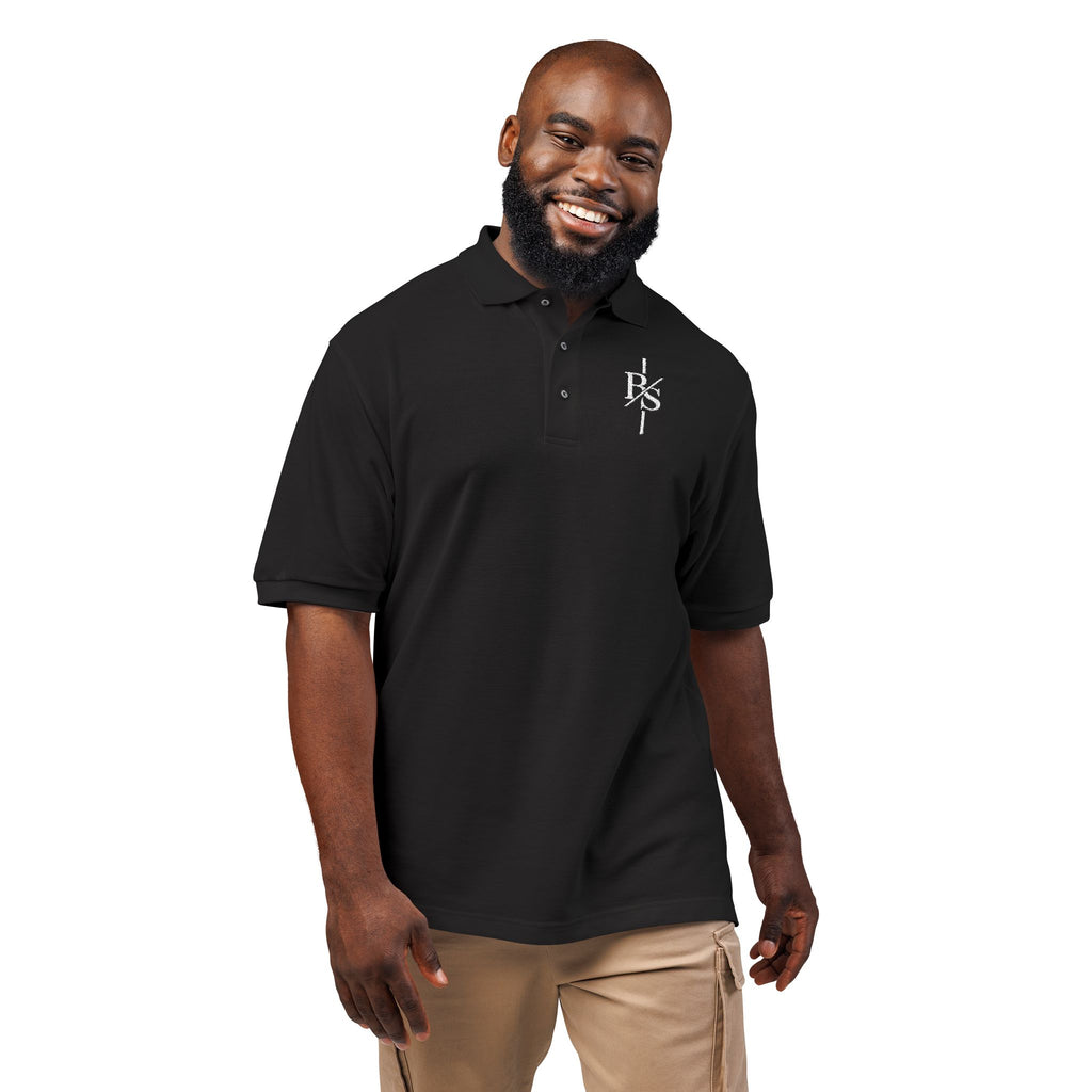 Embroidered Monogram Cross Polo Shirt – Subtle Gothic Logo