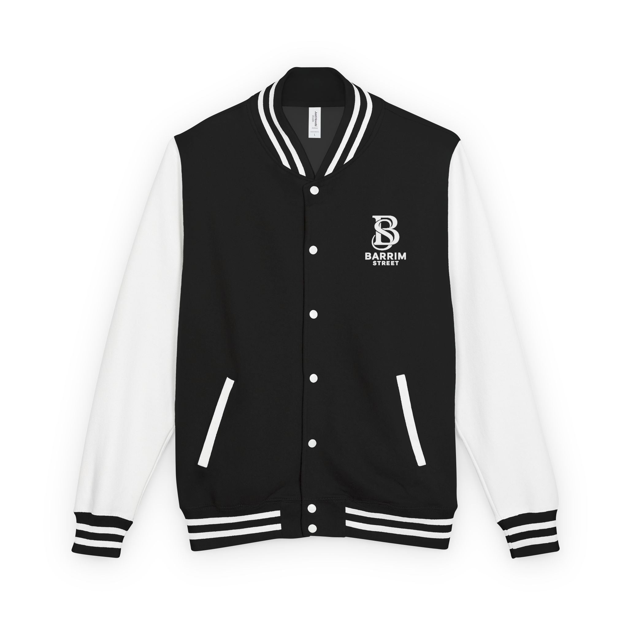 Varsity Jacket — Black & White Letterman with 'B' Crest