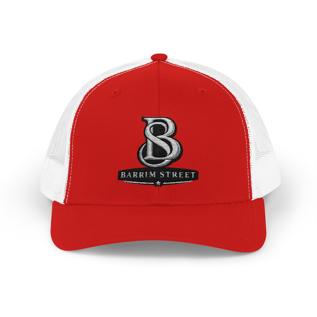 Embroidered 'B' Trucker Cap – Red Snapback Mesh Baseball Hat