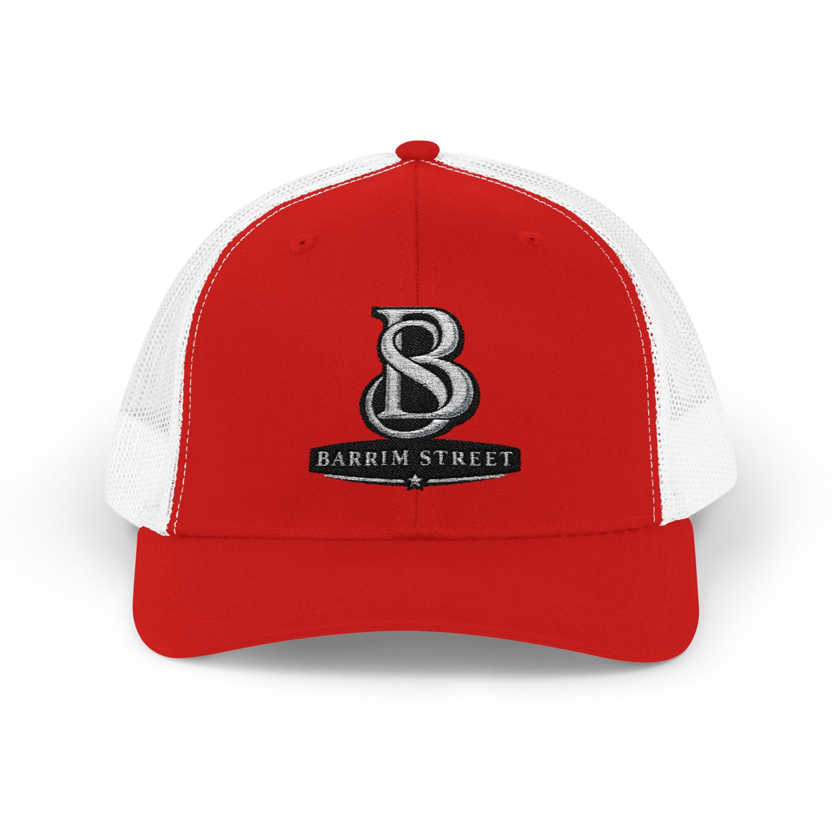 Embroidered 'B' Trucker Cap – Red Snapback Mesh Baseball Hat