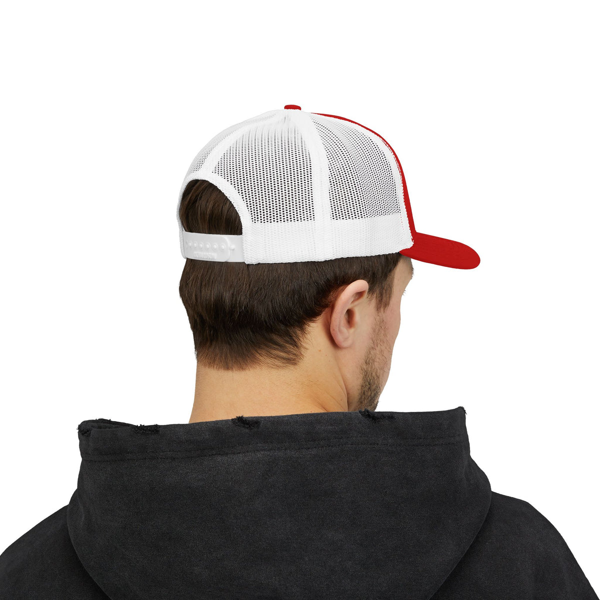 Embroidered 'B' Trucker Cap – Red Snapback Mesh Baseball Hat