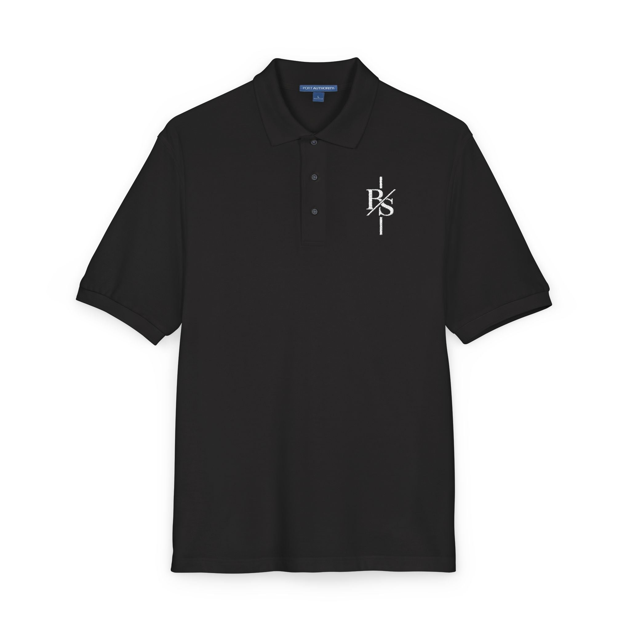 Embroidered Monogram Cross Polo Shirt – Subtle Gothic Logo