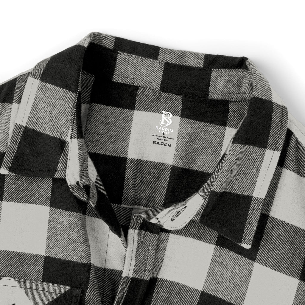 Classic Black & Grey Buffalo Plaid Flannel Shirt