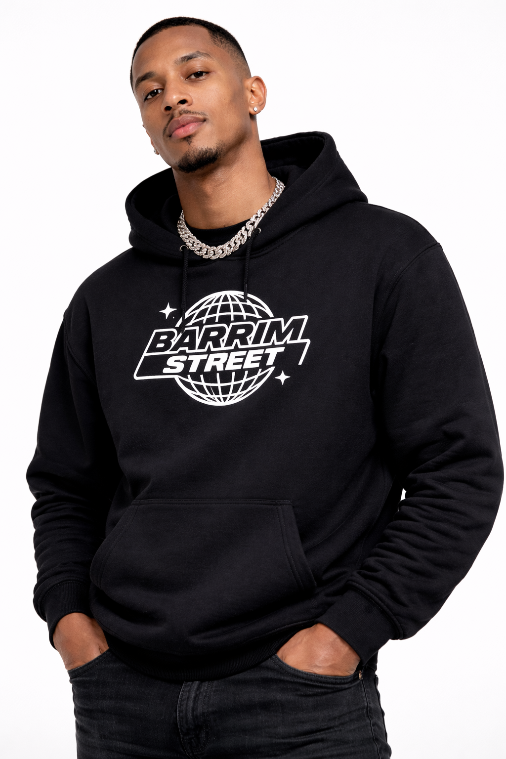 Barrim Street Globe Hoodie — Retro Space Logo Pullover