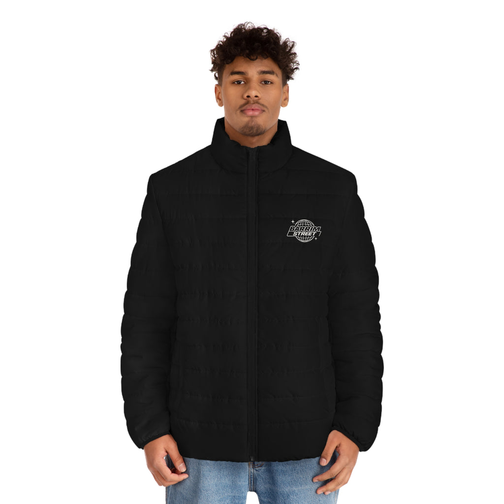 Men's Puffer Jacket — Retro Space Shuttle Logo Quilted Coat