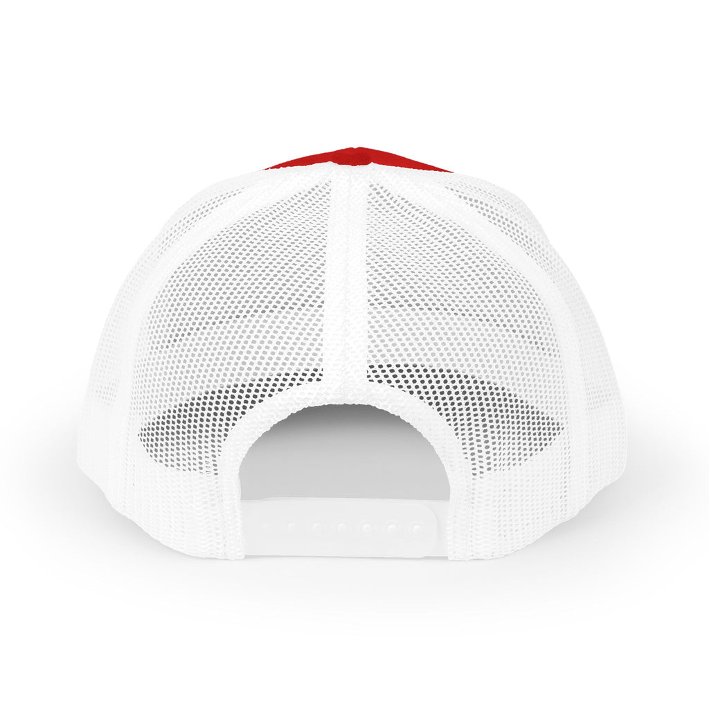 Embroidered 'B' Trucker Cap – Red Snapback Mesh Baseball Hat