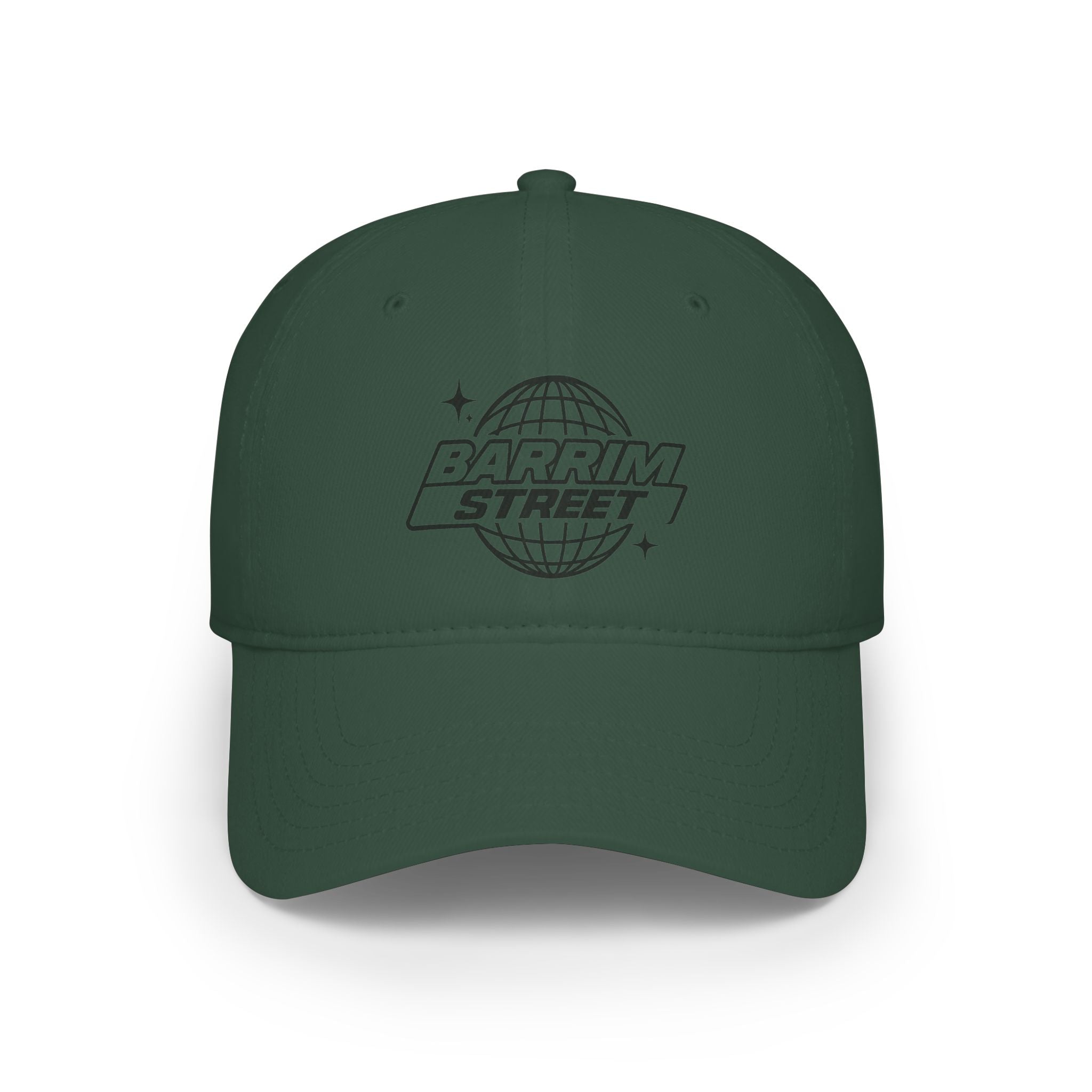 Barrim Street Globe Embroidered Cap — Low Profile Baseball Hat