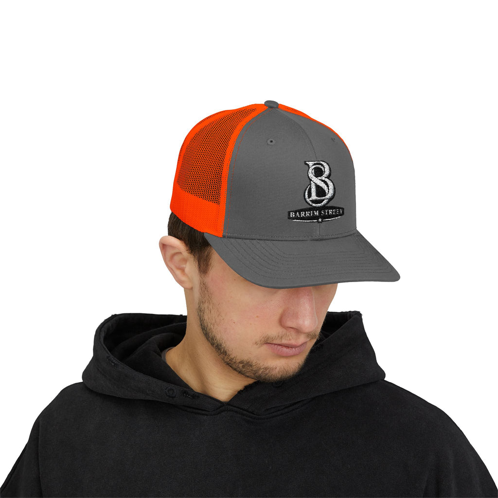 Embroidered 'B' Trucker Cap – Red Snapback Mesh Baseball Hat