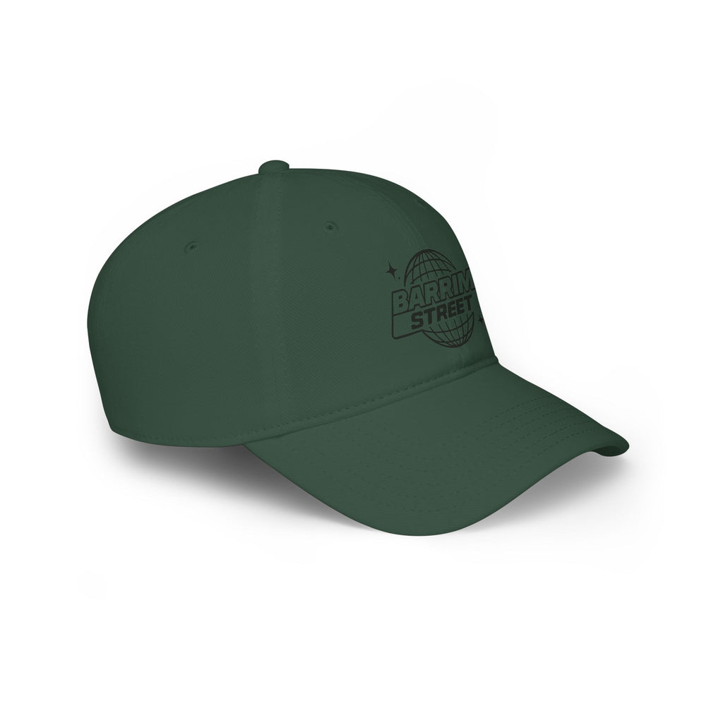 Barrim Street Globe Embroidered Cap — Low Profile Baseball Hat
