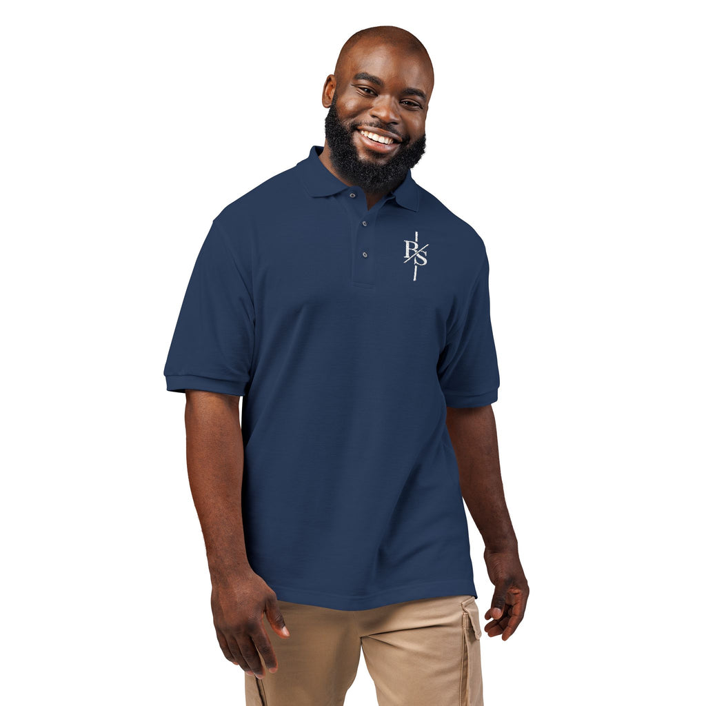 Embroidered Monogram Cross Polo Shirt – Subtle Gothic Logo