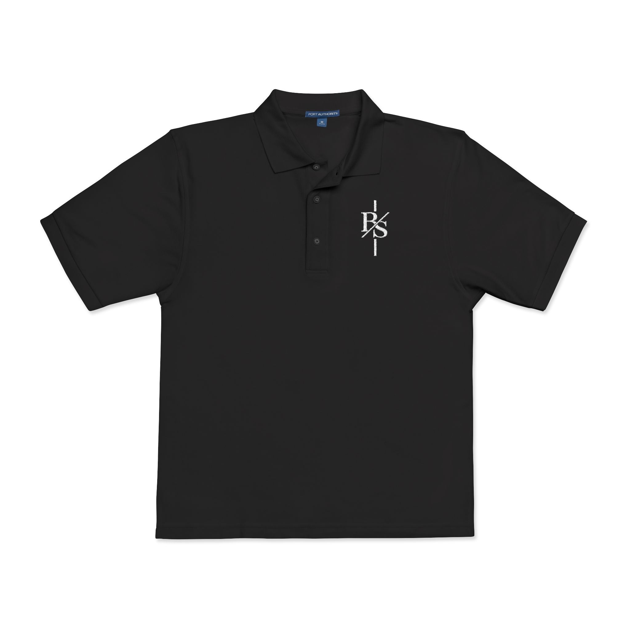 Embroidered Monogram Cross Polo Shirt – Subtle Gothic Logo