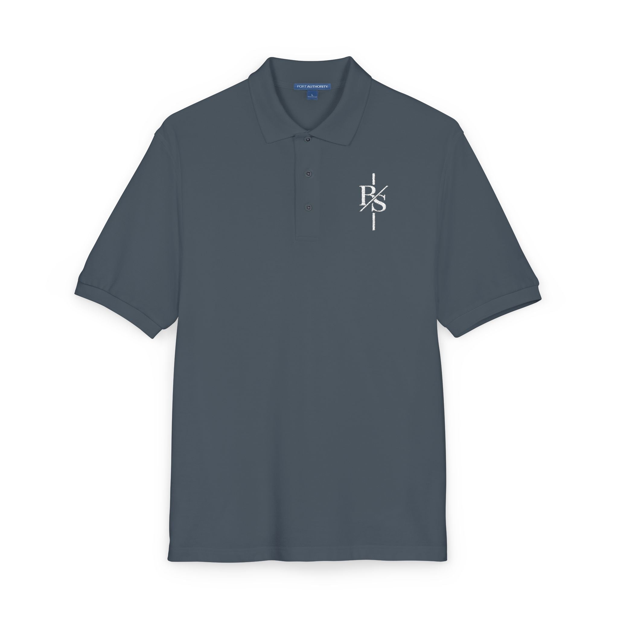 Embroidered Monogram Cross Polo Shirt – Subtle Gothic Logo